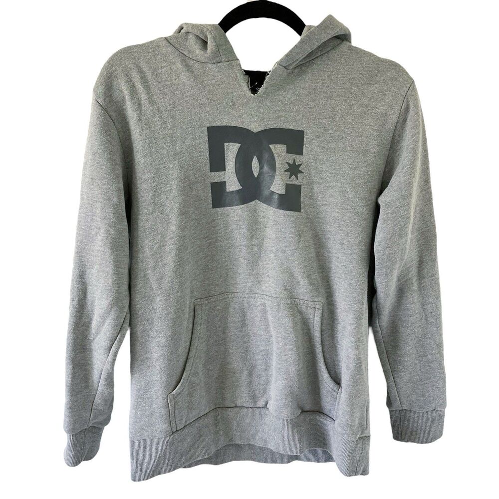 Youth Vintage Y2K DC Shoes Gray Hoodie Sweatshirt Popover Pullover L Large Grey